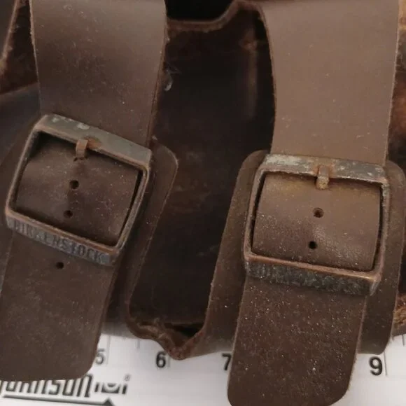 Birkenstock Double Strap Sandals Brown 11-11.5 in Long - Picture 9 of 13